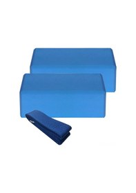 Resim Xiyyadms Mavi Eva Yoga Blokları 2 Adet Ve Pamuklu Geliştirme Kayışı Seti - Denge, Konum Doğrulama Ve Esneklik İçin Pilates & Yoga Ekipmanı 