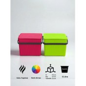 Resim Rainbow 2'li Yeşil Pembe Kare Kova Piknik Sepeti Meyve Kovası 