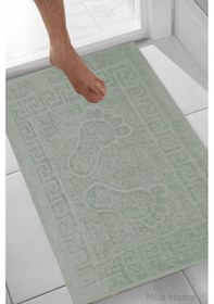 Resim 2 Li Ayak İzli Banyo Ayak Havlusu %100 Pamuklu Renkli 50x70 Cm Menom Yeşil 