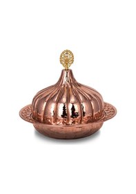Resim Turna Bakır Paşaçadırı Yuvarlak Sunum Tabağı 30 Cm El Dövme Kırmızı Turna9058-1 