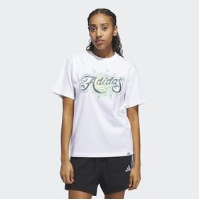 Resim adidas W Airbrush T Kadın Günlük Tişört JM1798 Beyaz 