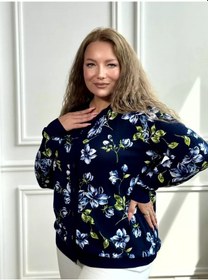 Resim Wikimaxi Büyük Beden Düğmeli İnce Kazak 253062239 Mavi 