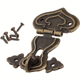 Resim 1 Set Antik Bronz Çinko Alaşım Kilidi ile Makara, Dekoratif Kilit Ahşap Kutu, Kasa, Sandık için - Vintage Demir Donanım Seti 