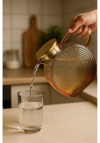 Resim Morponi Borosilikat Cam Amber Salyangoz Desenli Cam Demlik & Sürahi 2000 Ml 