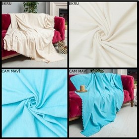 Resim Latuda Şönil Çift Taraflı Kaymaz Çekyat Koltuk Örtüsü Şalı 