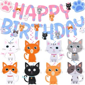 Resim 31 adet, Parti Bayrağı, Bayraklar, Kedi Temalı Doğum Günü Bayrakları 