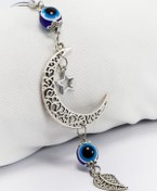 Resim biuti Nazar Boncuklu Salkım Yarım Ay Figürlü Araba Dikiz Ayna Süsü, Araba Hediyesi 