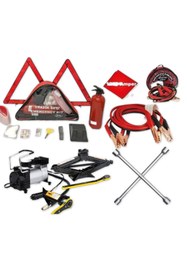 Resim Genel Markalar Beşli Araç Seti Trafik Seti Akü Takviye Kablosu Kriko Bijon Anahtarı Metal Hava Kompresörü 