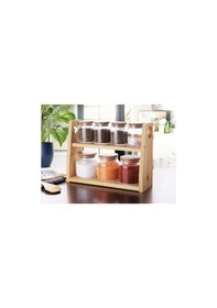 Resim Bambu Kapaklı 7 Parça Cam Baharatlık-baharat Takımı şeffaf 