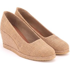 Resim Hasır Hasır Keten Espadril Dolgu Topuk Dolgu1001-2923 Koyu Bej 