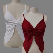 Resim ilkbahar/yaz yeni gyaru ve şirin düz renk minimalist bükümlü tasarım camisole üst iki parça set YY0525523 