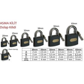 Resim Tudor Sarı Asma Kilit 3 Anahtarlı 25 No-Sürat 