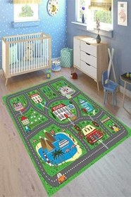 Resim Verona Kaymaz Deri Tabanlı Yıkanabilir Antibakteriyel Dijital Baskı Çocuk Halısı, CK-10137A-VRN-100X300 