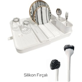 Resim Açılır Kapanır Sürgülü Tabaklık, Bulaşık Kurutma Sepeti, Bej 