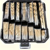 Resim 50 Parça Titanyum Kaplamalı Yüksek Hız Çelik Matkap Ucu Seti, Altıgen Saplı Düz Spiral, Yuvarlak Saplı Vidalı Matkaplar, Dayanıklı Çelik, Ahşap, Metal ve Plastik Delme için Uygun, Çeşitli Boyutlarda 