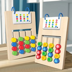 Resim Ahşap Çift Taraflı Renk Bloklama Oyunu, Bilişsel Gelişim için Eğitim Kart Oyunu, Aile Toplantıları Oyuncak, Noel Hediyesi, Karma Renk 