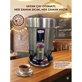Resim Netoc Vatan Elektrikli Çay Semaveri 120 Bardak Kapasiteli Çaycı Çelik Çift Musluklu 