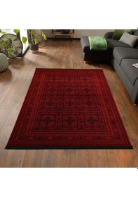 Resim Afgan Türkmen Otantik Desenli Dokuma Bordo Oturma Odası Salon Mutfak Halısı 5969a Zs72 