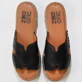 Resim Bueno Shoes Siyah Deri Kadın Dolgu Topuklu Espadril Terlik 01wu5105 