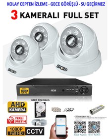 Resim Ids - 3 Kameralı 1080P Fullhd 5Mp Sony Lensli Kamera Seti - 2028 