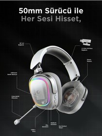 Resim Rampage RETSU Triple Mode (Kablosuz/Bluetooth/2.4G) Protein Deri Extra Pad Oyuncu Kulaklığı 
