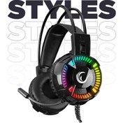 Resim Styles USB 7.1 Version RGB Siyah Mikrofonlu Oyuncu Kulaklığı Rampage