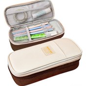 Resim Geekyou Geniş Kapasiteli Kanvas Kalem Kutusu 60-100 Kalem Alabilir, Şık Ve Minimalist Tasarım, Kahverengi Renk Seçeneği 