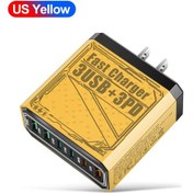 Resim 6 İn 1 3 Usb 3pd Şarj Cihazı Ab/abd/ingıltere Tak Hızlı Şarj Hızlı Şarj Cihazı Jj303-3a3c Us Yellow 1 Adet 