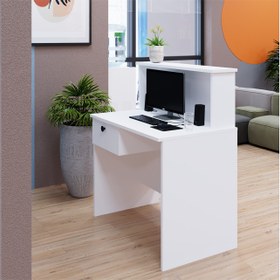 Resim VENÜS ÇEKMECELİ BANKO, SEKRETER MASASI, BEYAZ, 90 CM 