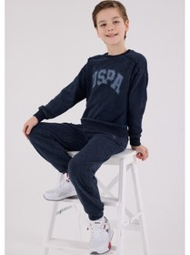 Resim U.S. Polo Assn. Lisanslı Erkek Çocuk Alt Üst 2 Parça Eşofman Takımı Us2229 Lacivert 