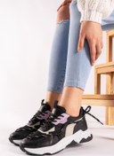 Resim Riccon Siyah Lila Kadın Sneaker 0012190 