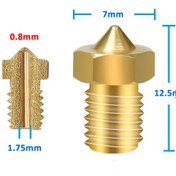 Resim 0.8mm x 1.75mm M6 Prinç Nozzle 3D Yazıcı Printer 1.75mm Filament 