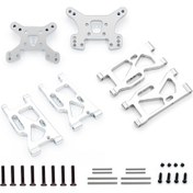 Resim Lemestar Rc Araba Alüminyum Gerişleme Kolu Seti - Wltoys 1/14 144001 İçin Ön-arka Sallama Kolleri Ve Şok Tabanı Gümüş 