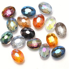 Resim 30 adet 9*12mm İnek Gözü Düz Oval Orta Delikli Işıltılı Renk Boncuklar Takı Yapım Malzemeleri Cam Boncuklar DIY Aksesuarları Küpe Bilezik Kolye Süsleri için 
