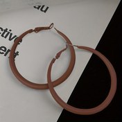 Resim Kadınlar için 1 Çift Şık Kahve Rengi Geometrik Halka Küpeler - Şık Minimalist Tasarım, Dayanıklı Demir ve Bakır Çiviler, Günlük Kullanım & Partiler için İdeal, İlginç Küpeler 
