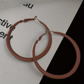 Resim Kadınlar için 1 Çift Şık Kahve Rengi Geometrik Halka Küpeler - Şık Minimalist Tasarım, Dayanıklı Demir ve Bakır Çiviler, Günlük Kullanım & Partiler için İdeal, İlginç Küpeler 