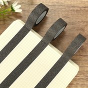 Resim Parlak Siyah Glitter Washi Bant - El İşleri, Hediye Paketleme & Scrapbooking için Dekoratif Yapışkan Rulo 