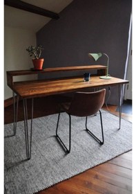 Resim Umutpark Umutpark Umuthomedesing Ahşap Metal Ayaklı Çalışma Masası. Ceviz 