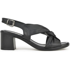 Resim Ziya, Kadın Hakiki Deri Topuklu Sandalet 1411020z2213 Siyah 1411020z2213 000 Siyah 