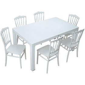 Resim Depootoptan Mandella Wood 90 x 150 CM Silver Napolyon Sandalye Masa Takımı Beyaz 