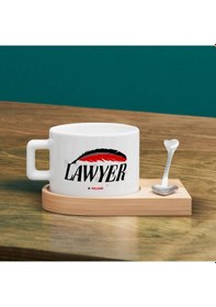 Resim Bk Gift Kişiye Özel İsimli Avukat Tasarımlı-5, Ahşap Altlıklı Seramik Fincan, Meslek Hediyesi, Yeni İş Hediyesi Kobitmeyen137914 Bk Gift 