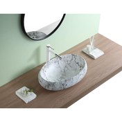 Resim PUROSER Flower Bubble Matt Grey Tezgah Üstü Çanak Lavabo 