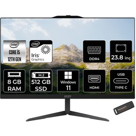Resim MSI Modern AM242 i5 1235U 8GB 512GB SSD 23.8" FHD IPS W11H All In One PC Siyah & PER4 BELLEK 