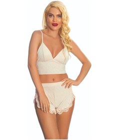 Resim sistina Ekru Lcralı Babydoll Şortlu Takım - 319 Kırmızı 