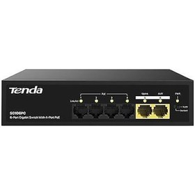 Resim Tenda Sg106pc 6 Port 10/100/1000 4 X Poe + 2 X Uplink Poe Gigabit Switch Metal Kasa 