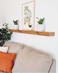 Resim Dekoratif Doğal Ahşap Tek Li 200 X 15 X 4 Cm Gizli Aparatlı Raf Ahşap 