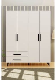 Resim Gm 070-a Novado Siyah Kulplu Ayaklı Gardırop 