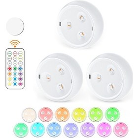 Resim Uzaktan Kumandalı Puck Işıkları 13 Renk Değiştirilebilir Rgb Led Dolap Altı A Beyaz 