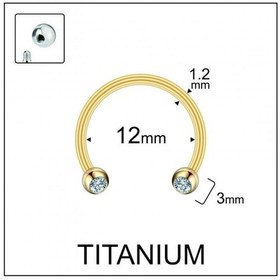 Resim %100 G23 Titanyum Çift Taş Kristal Top 3mm X 12mm X 1.2mm Titanyum Halka Piercing Rose Gold - Şeffaf 