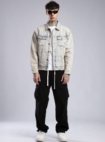 Resim Eskitme Denim Ceket - Buz Mavi / 